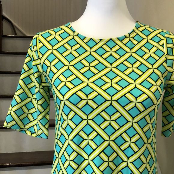 ALL FOR COLOR Citrus Grove Pattern Rich Half Sleeve Swing Dress UPF 50 Sz XS NWT - Picture 2 of 16